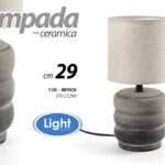 LAMPADA LUMETTO ABAT JOUR DA TAVOLO CAMERA SCRIVANIA CERAMICA GRIGIO RUSTIC 29cm