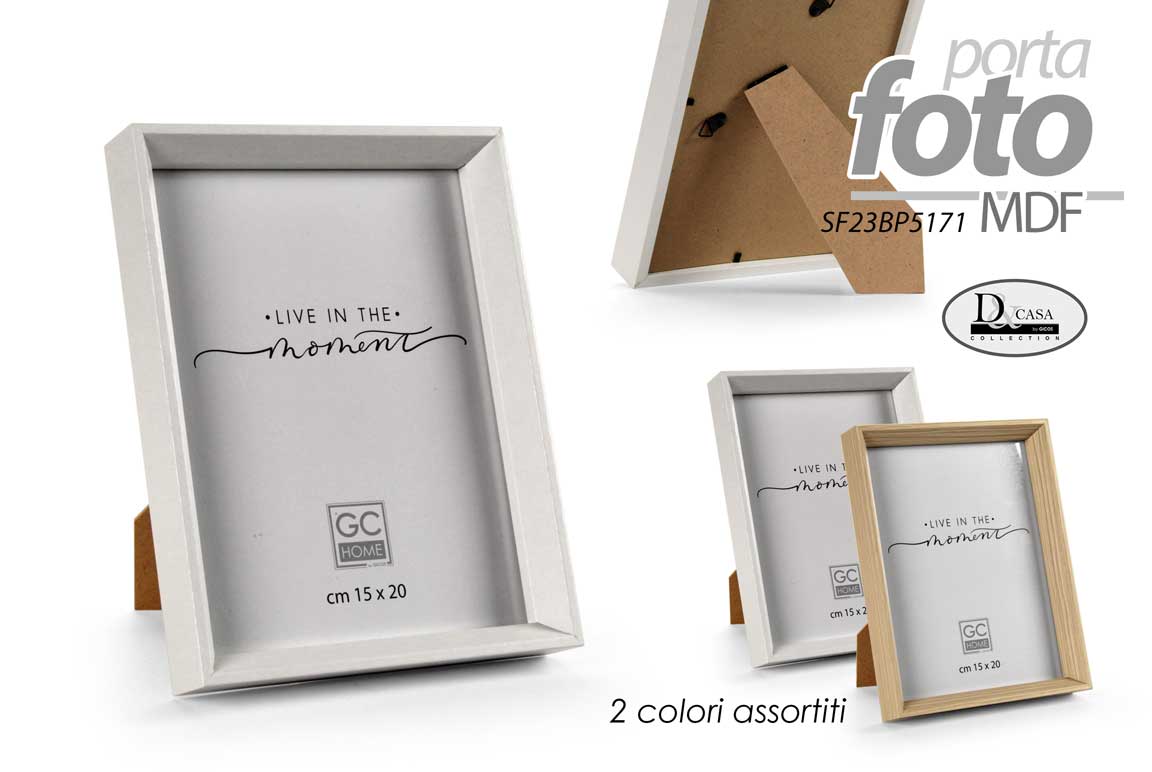 8025569889387 CORNICE PORTAFOTO DA TAVOLO MODERNA FOTO LEGNO MDF COL BIANCO LEGNO ASSORT 13*18 - immagine 1