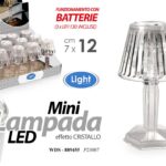 LAMPADA TAVOLO MINI LED SEGNAPOSTO HOTEL PUB RISTORANTI CRISTAL BATTERIE 12*7 cm