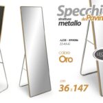 SPECCHIO SPECCHIERA DA PAVIMENTO METALLO COLOR ORO CLASSICO MODERNO 147*36  cm