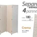 PARAVENTO SEPARè DIVISORIO METALLO CREMA 4 PANNELLI PVC RATTAN VIMINI h180*168cm