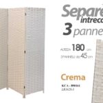 SEPARè PARAVENTO DIVISORIO METALLO 3 PANNELLI SEPARATORE VIMINI CREMA 180*135cm