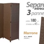 SEPARè PARAVENTO DIVISORIO METALLO 3 PANNELLI SEPARATORE VIMINI CREMA 180*135cm
