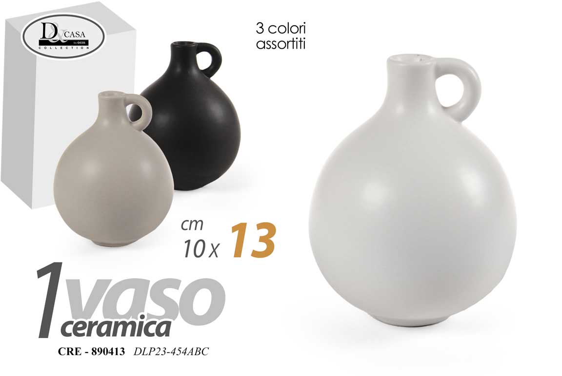 8025569890413 VASO CERAMICA FIORI VASETTO MINI MANICO CENTROTAVOLA EVENTI SEGNAPOSTO 13 cm - immagine 1