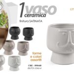 VASO CACHEPOT CERAMICA PIANTE GRASSE FIORI SEMI VIVAI VISO FACCIA COL ASS 8*8