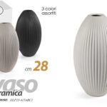 VASO IN CERAMICA RIGHE FIORI ELEGANTE CENTROTAVOLA EVENTI CLASSICO MODERNO 28 cm