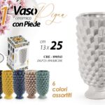 VASO PIGNA CON PIEDE CERAMICA PIANTE FIORI SEGNAPOSTO STIL SICILIA ASS 25 cm