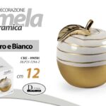 MELA CERAMICA BIANCO ORO MATT BOMBONIERA SOPRAMMOBILE DESIGN MODERNO 12,5 cm