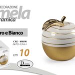 MELA CERAMICA BIANCO ORO MATT BOMBONIERA SOPRAMMOBILE DESIGN MODERNO 10 cm