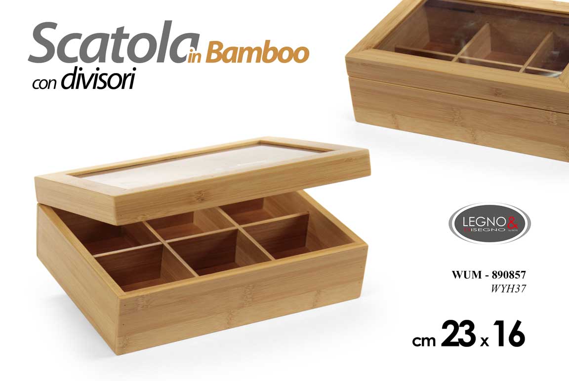 8025569890857 SCATOLA PORTA BUSTINE THE TE TISANE TEA CIALDE SCATOLINA COFANETTO LEGNO 23*16CM - immagine 1