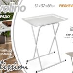 TAVOLO TAVOLINO PIEGHEVOLE VASSOIO SALVASPAZIO PC COLAZIONE METALLO h66*52*37 cm
