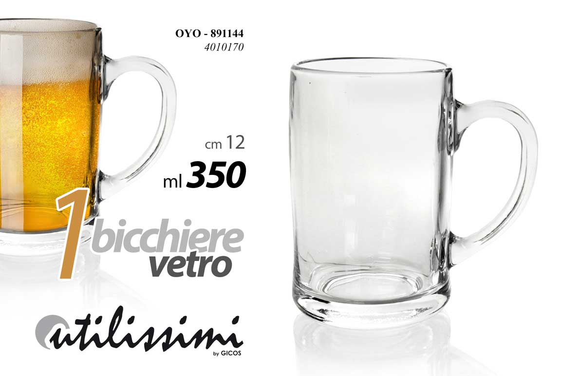8025569891144 Boccale vetro birra bionda pinta pub oktoberfest casa cucina moderno party 12 cm - immagine 1