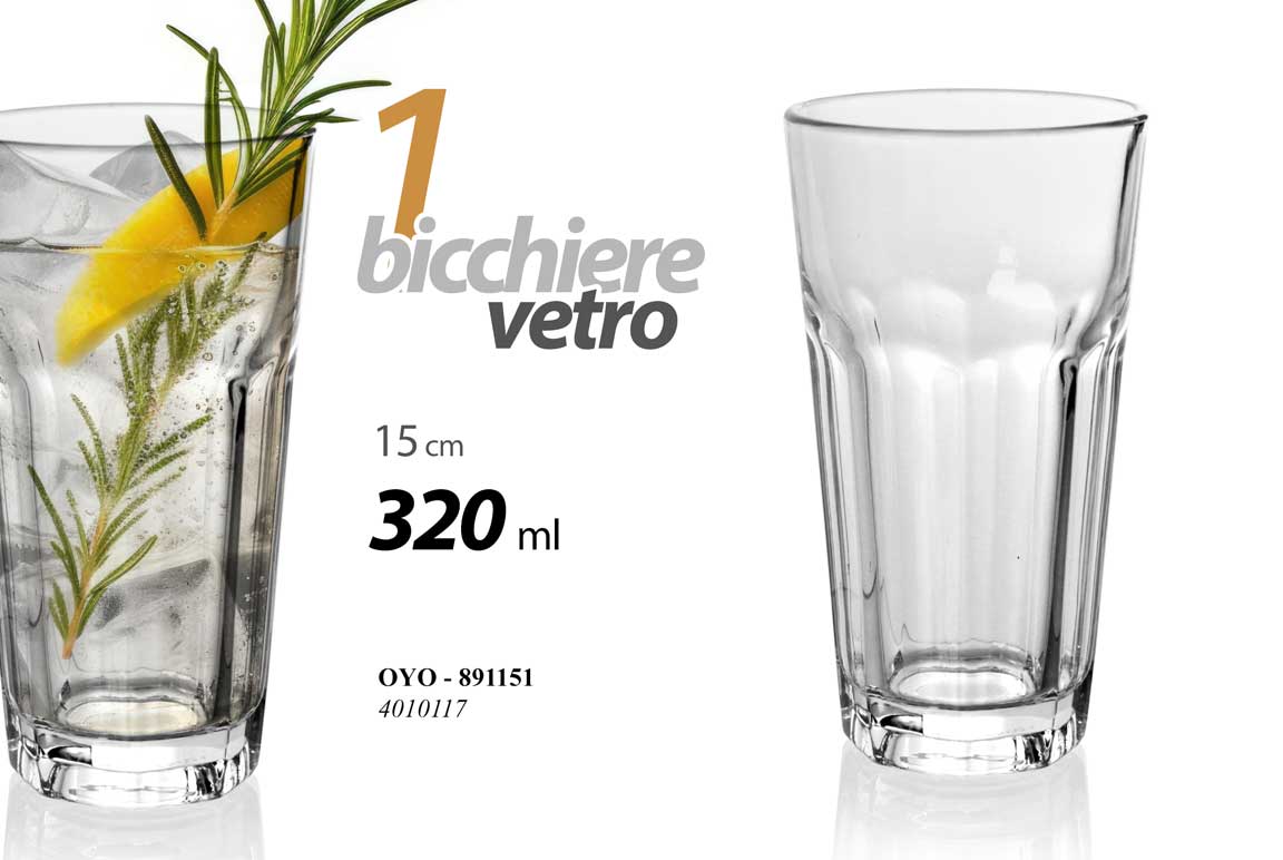 8025569891151 Bicchiere vetro trasparente moderno drink cocktail acqua succhi aperitivo 15 cm - immagine 1