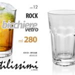Bicchiere vetro rock drink cocktail bibita bar tavola barman party moderno 12 cm