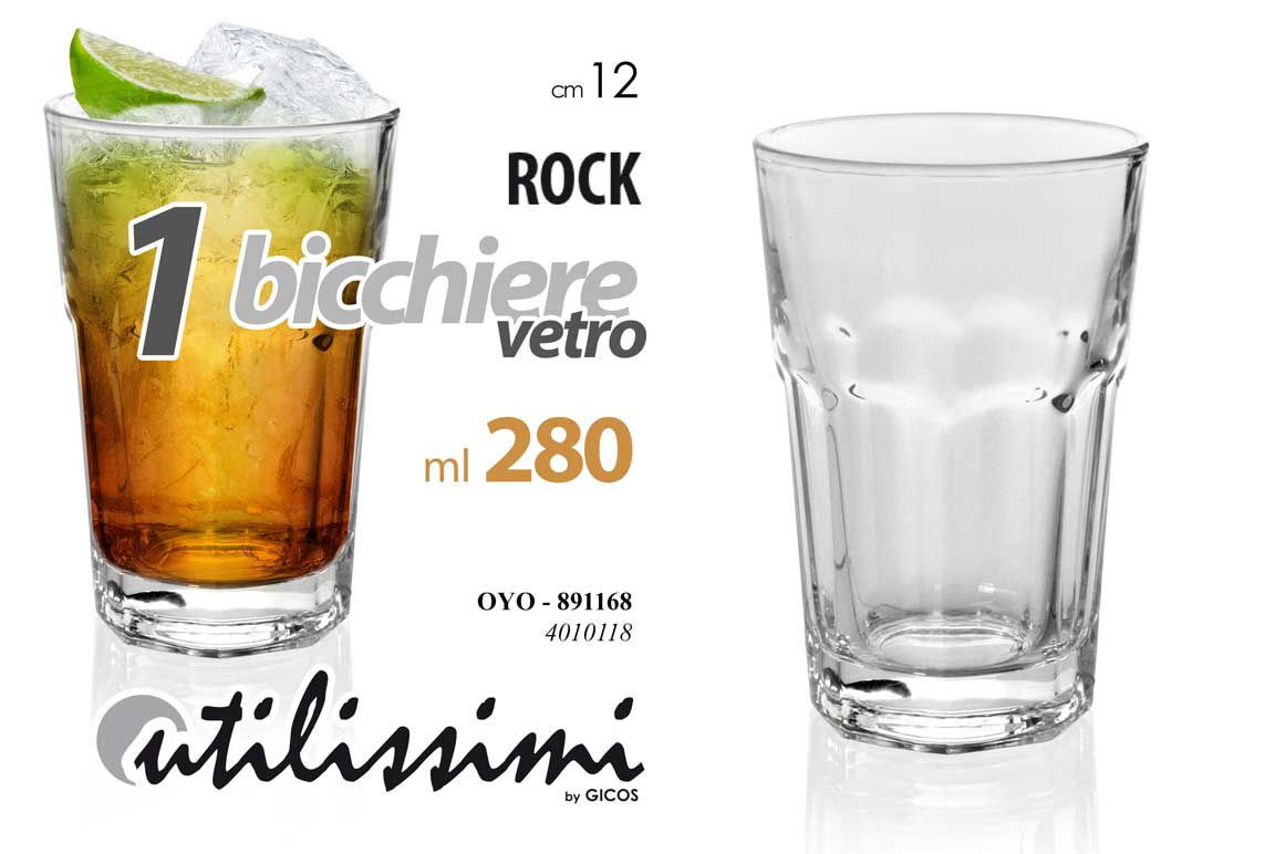 8025569891168 Bicchiere vetro rock drink cocktail bibita bar tavola barman party moderno 12 cm - immagine 1