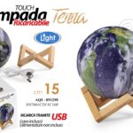 LAMPADA TERRA LUMETTO MAPPAMONDO DA TAVOLO ABAT JOUR LED TOUCH RICARIC USB 15cm