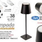 Lampada da Tavolo LED Ricaricabile Perfect LED COLOR NERA Dimmerabile Touch 38cm