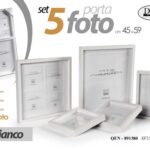 SET 5 CORNICE PORTAFOTO FOTO PARETE TAVOLO CLASSICO MODERNO LEGNO BIANCO 59*45