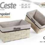 2 CESTE SET PORTAOGGETTI ACCESSORI CREMA VIMINI RATTAN PVC CUCINA BAGNO 35-30cm