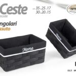 2 CESTE SET PORTAOGGETTI ACCESSORI VIMINI RATTAN PVC CUCINA BAGNO NERO 35-30cm
