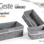 3 CESTE SET PORTAOGGETTI ACCESSORI VIMINI RATTAN PV CUCINA BAGNO GRIGIO 37-31-27