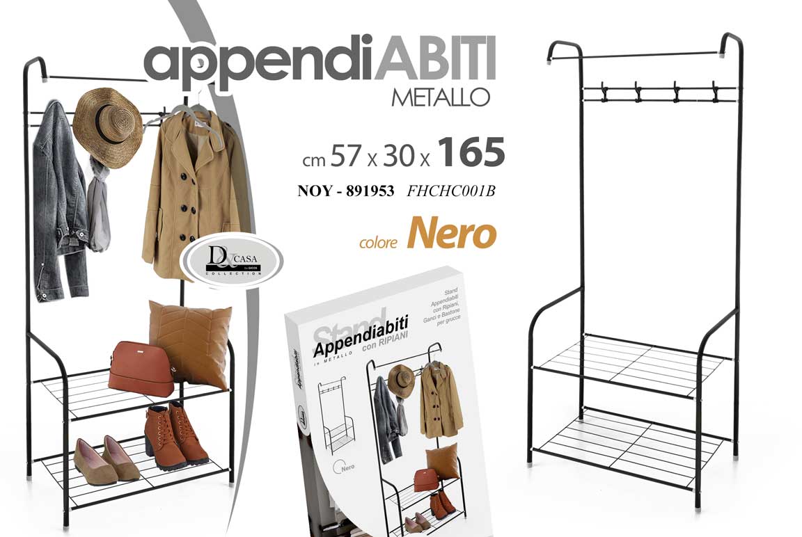 8025569891953 MOBILE APPENDIABITI INGRESSO APPENDIABITO ORGANIZER ABITI SCAFFALE h165*57*30 cm - immagine 1