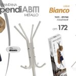 APPENDIABITI PIANTANA DA TERRA METALLO BIANCO PORTA BORSE CAPPELLIERA 172*42 cm