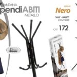 APPENDIABITI PIANTANA DA TERRA METALLO NERO PORTA BORSE CAPPELLIERA STAND 172*42