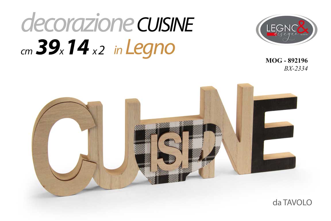 8025569892196 DECORAZIONE DA TAVOLO PARETE SCRITTA LEGNO COLOR FRASE CUCINA CUISINE 39*14CM - immagine 1