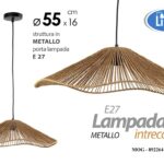 LAMPADARIO TRAFORATO a Sospensione SOFFITTO METALLO INTRECCIATO E27 55*16CM