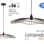 LAMPADARIO TRAFORATO a Sospensione SOFFITTO METALLO NERO E27 TONDO 56*8 CM
