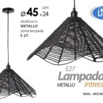 LAMPADARIO TRAFORATO a Sospensione SOFFITTO METALLO NERO INTRECCIATO FERRO 45*24