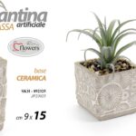 PIANTA PIANTINA GRASSA ARTIFICIALE FINTA DECORATIVA VASO CERAM EVENTI CASA 15*9