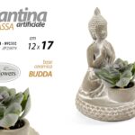 PIANTA PIANTINA GRASSA ARTIFICIALE FINTA EVENTI CASA VASO BUDDHA BUDDA ZEN 17 cm