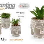 PIANTA PIANTINA GRASSA ARTIFICIALE FINTA EVENTI CASA VASO BUDDA ZEN ASSOR 12 cm