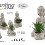 PIANTA GRASSA Buddha BUDDA PIANTINA FINTA VASO SEGNAPOSTO TAVOLO VARI 15*9 cm