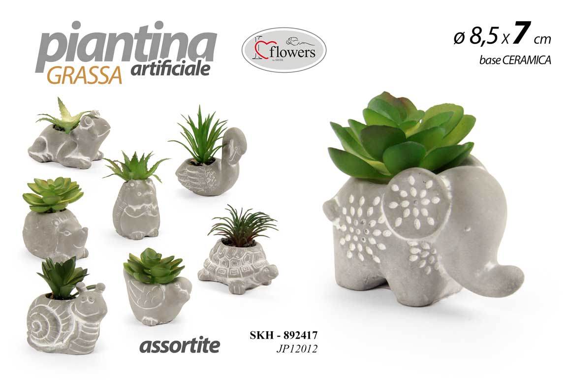 8025569892417 PIANTA PIANTINA GRASSA ARTIFICIALE FINTA DECORATIVA EVENTI CASA VASO ANIMALI 7*8 - immagine 1
