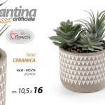 PIANTA PIANTINA GRASSA ARTIFICIALE FINTA DECORATIVA VASO CERAM EVENTI CASA 16cm