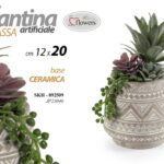 PIANTA PIANTINA GRASSA ARTIFICIALE FINTA DECORATIVA VASO CERAM EVENTI CASA 20*12