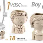 1 VASO CERAMICA BOY GIRL TESTA BIMBO BIMBA MEZZOBUSTO BOMBONIERA CERAMICA 18 CM