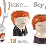 1 VASO CERAMICA BOY GIRL TESTA BIMBO BIMBA MEZZOBUSTO BOMBONIERA CERAMICA 18 CM