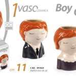 1 VASO CERAMICA BOY GIRL TESTA BIMBO BIMBA MEZZOBUSTO BOMBONIERA CERAMICA 11 CM