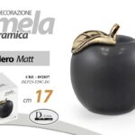 Mela decorativa ceramica NERO matt oro Centrotavola Ornamento Scultura 17 cm