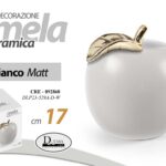 Mela decorativa ceramica bianco matt oro Centrotavola Ornamento Scultura 17 cm