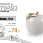Mela decorativa ceramica bianco matt oro Centrotavola Ornamento Scultura 10,5 cm