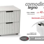 COMODINO MODERNO 2 CASSETTI SALVASPAZIO ROVERE LEGNO BIANCO GEA H45*40*30 cm