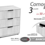 COMODINO MODERNO CASSETTIERA SALVASPAZIO 3 CASSETTI BIANCO LEGNO GEA h64*50*40cm