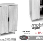 MOBILE BASSO ARMADIO 2 ANTE RIPIANI CUCINA SALOTTO ROVERE LEGNO BIANCO 60*40*h80