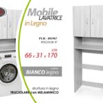 MOBILE COPRI LAVATRICE BIANCO LEGNO SCAFFALE LAVANDERIA RIPIANI SALVASPAZIO 170c