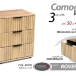 COMODINO MODERNO 3 CASSETTI CASSETTIERA LEGNO ROVERE GUIDE METAL H64*L50*P40 cm